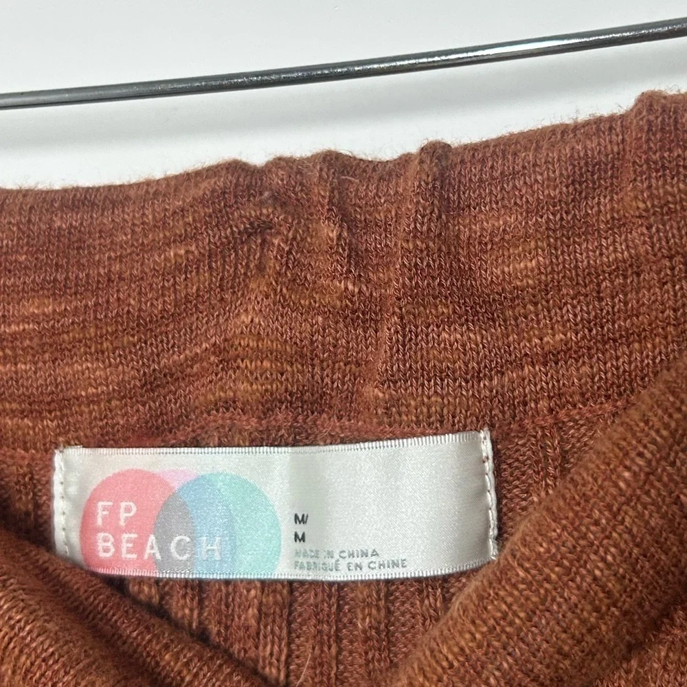 Free People Beach Maiya Burnt Orange Lounge Linen Blend pants size Medium 70s